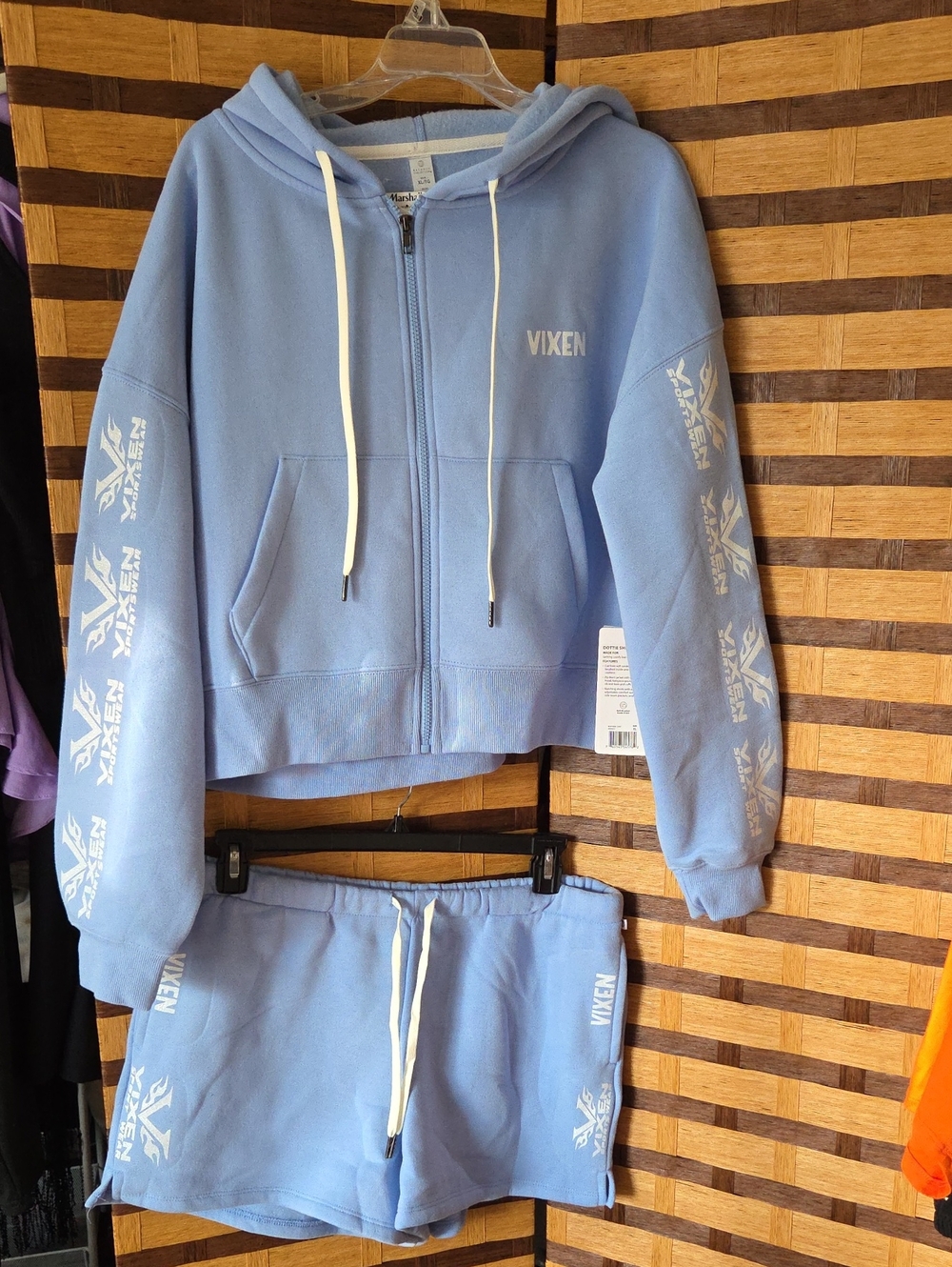 NWT! Sportswear By Deb Fleece Powder Blue Zip Up Hoodie W/ Fleece Shorts